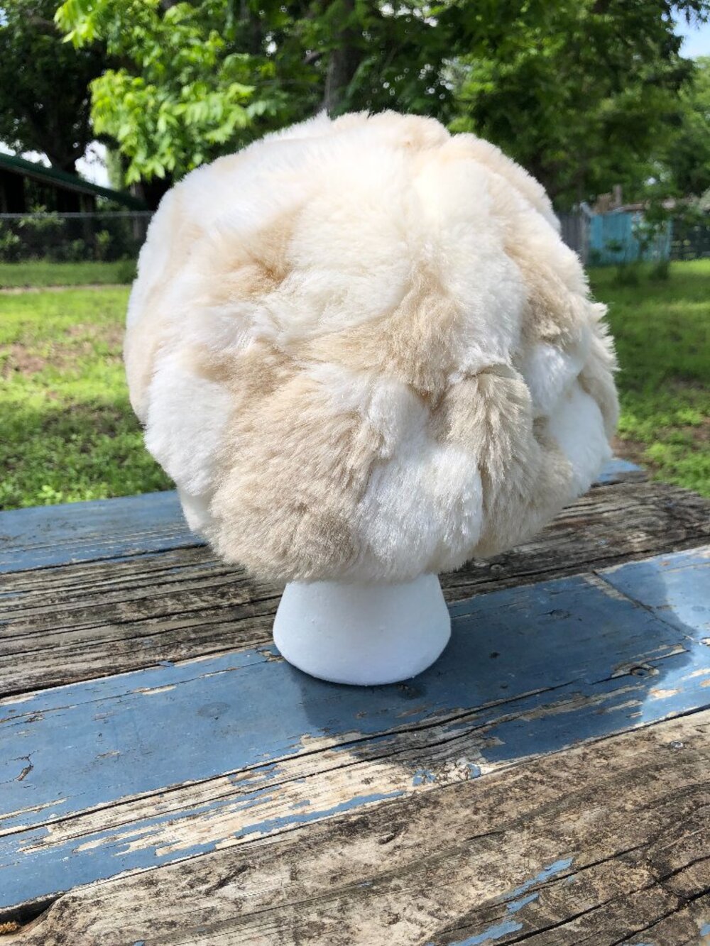 Vintage Brown & Cream Faux Fur Beret Pillbox Styled Hat
